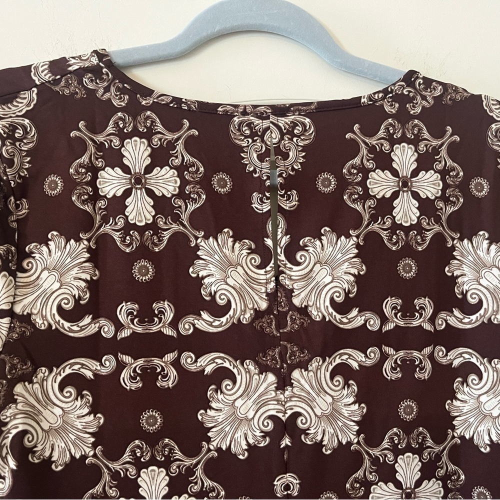Vince Camuto Elegant Brown and White Patterned Women's Blouse Size Small - Picture 3 of 13